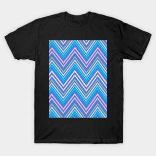 Periwinkle Blue Pink and Gray Chevron Abstract Pattern T-Shirt